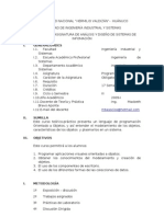 UNHEVAL Facultad de Ingeniería Syllabus de Análisis y Diseño de Sistemas de Información I