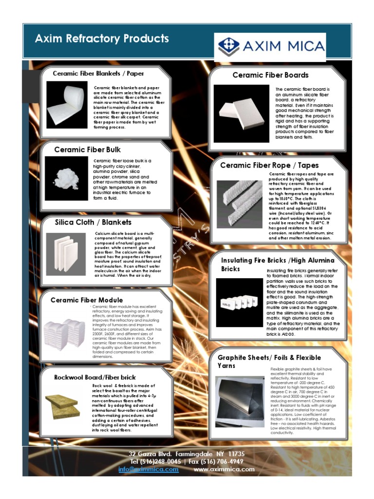 Axim Mica Ceramic Fiber Products | PDF | Refractory | Ceramics