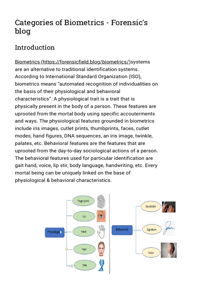 Categories of Biometrics Forensic's Blog PDF Fingerprint Biometrics