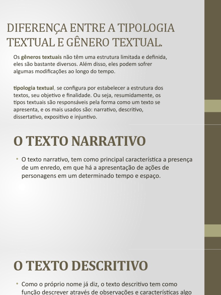 Diferença entre Tipologia e Gênero Textual | PDF