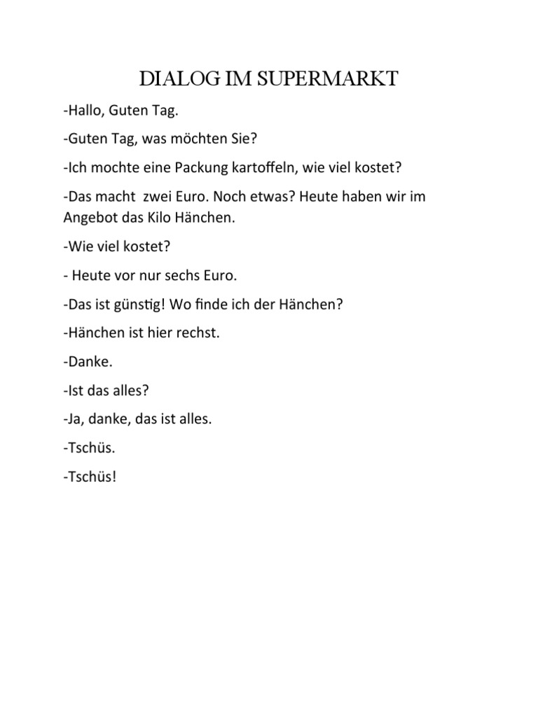 Dialog Im Supermarkt PDF