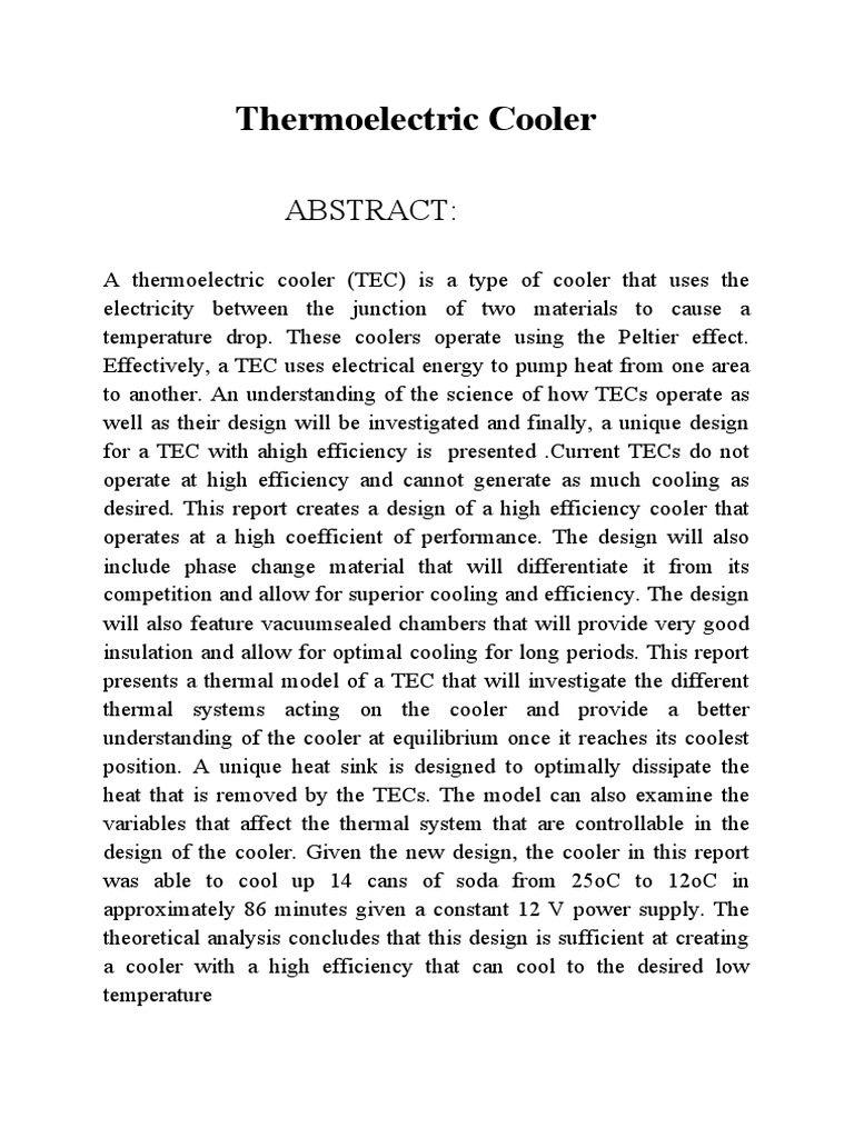 Thermoelectric Cooler Abstract PDF