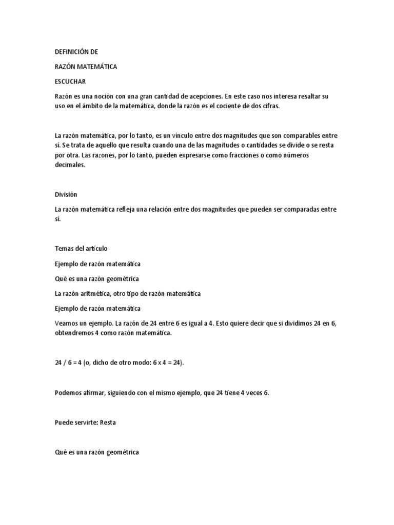Razón MATEMATICA II | PDF | Proporción | Secuencia