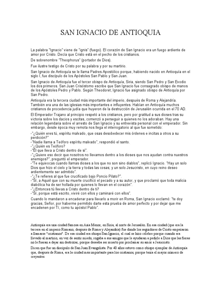 San Ignacio De Antioquia Pdf Jesús San Pedro