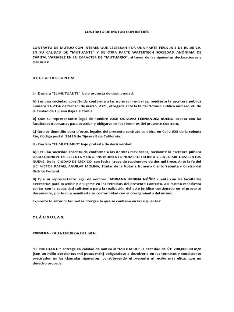 Contrato de Mutuo Con Interés Final | PDF | Justicia | Crimen y violencia