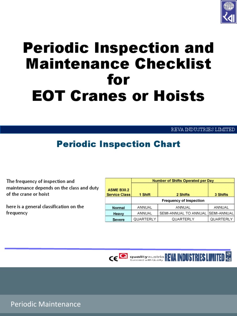 EOT Crane Inspection & Maintenance Checklist | PDF | Crane (Machine ...
