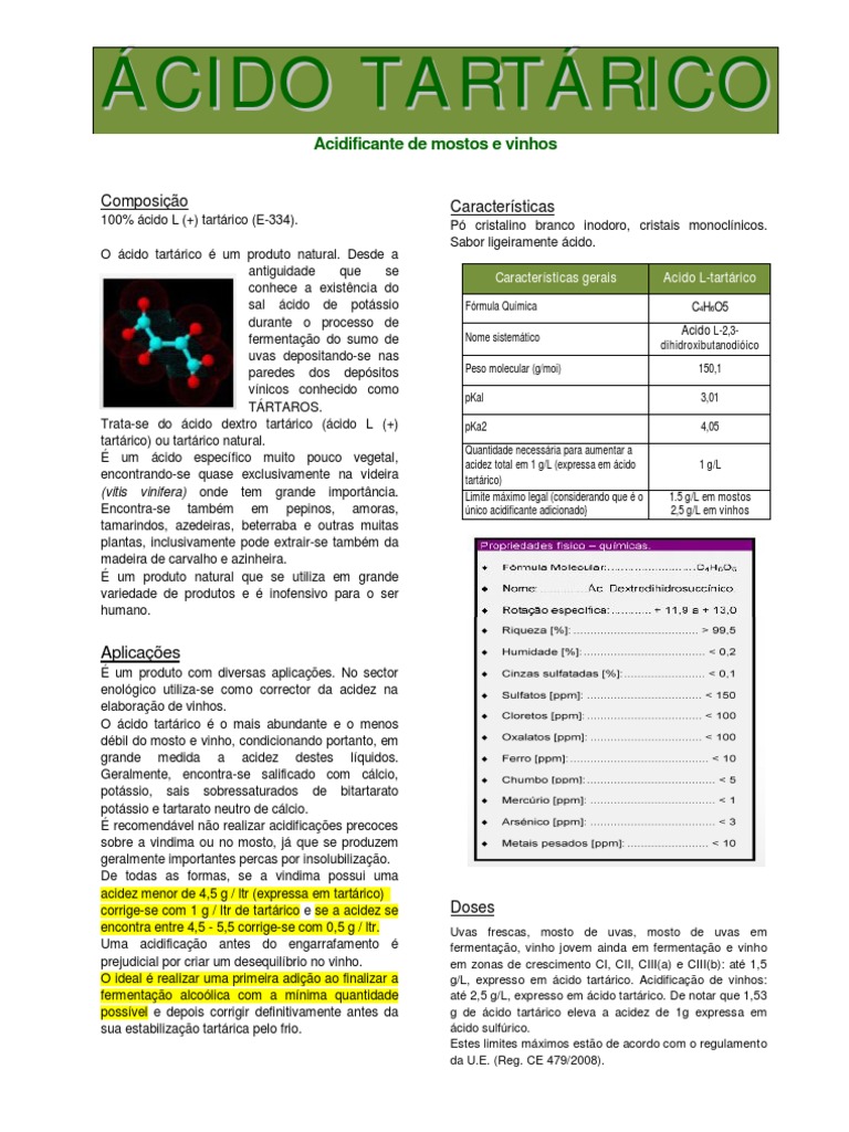 Acido Tartarico No Vinho