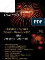 Business Impact Analysis: Lessons Learned Robert L. Moisoff, MBCP