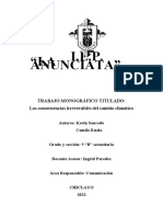 Las Consecuencias Irreversibles Del Cambio Climático - Estela Yallico - Saucedo Chapoñan - 5B