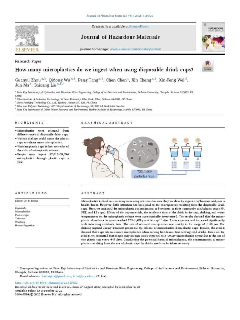 How Many Microplastics Do We Ingest When Using Disposable Drink Cups? | PDF