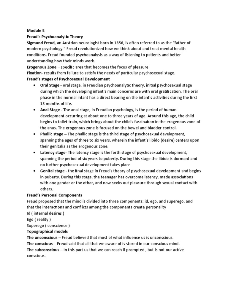 Mod5 Freuds Psychoanalytic Theory | PDF | Id | Sigmund Freud