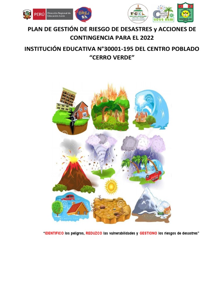Plan de Gestión de Riesgo de Desastres y Acciones de Contingencia | PDF ...