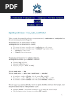 Prefer Would Rather Handout - Exercises Twin School