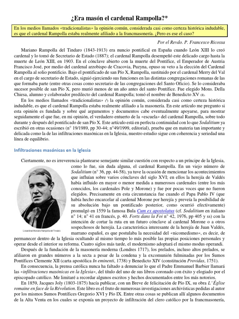 Era Masón El Cardenal Rampolla | PDF | Iglesia Católica