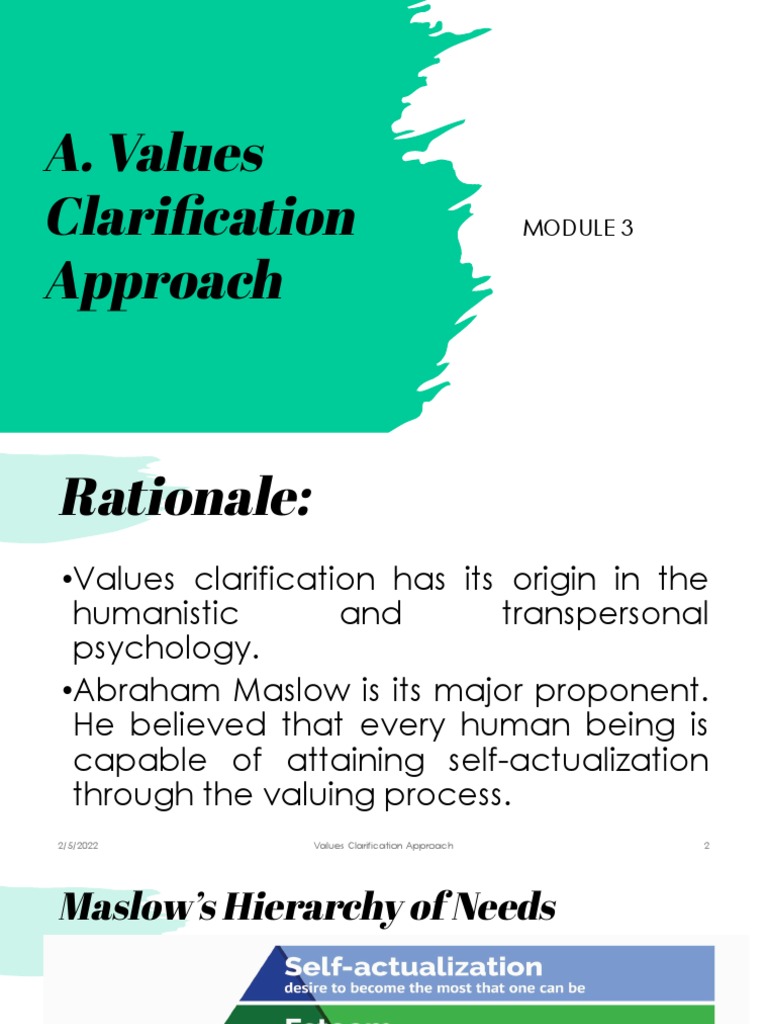 Values Clarification Approach PDF Self Actualization Psychology