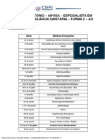 Cronograma Aluno Preparatório Anvisa Turma 2