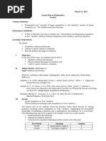 March 25, 2021 Lesson Plan in Mathematics Grade 8 Content Standards