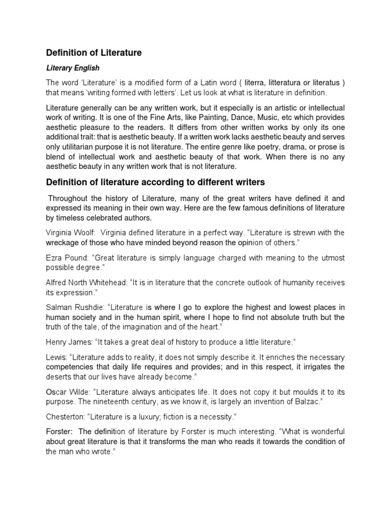 Definition Literature PDF