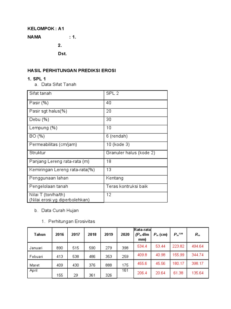 Contoh Perhitungan Prediksi Erosi | PDF