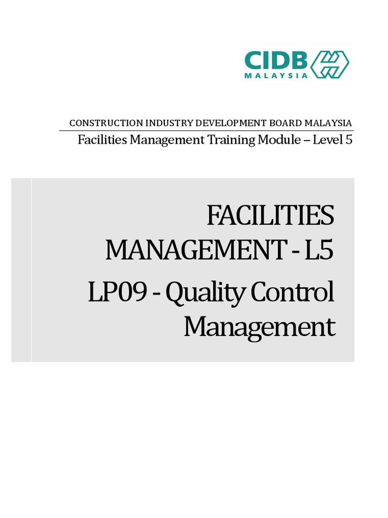 CIDB L5 LP09 Quality Control Management | PDF | Survey Methodology ...