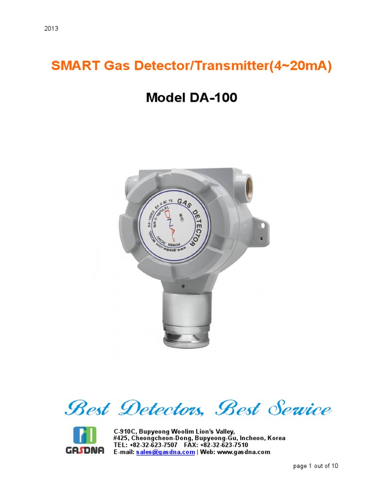 DA-100 Gas Detector Technical Manual | PDF | Calibration | Electrical ...