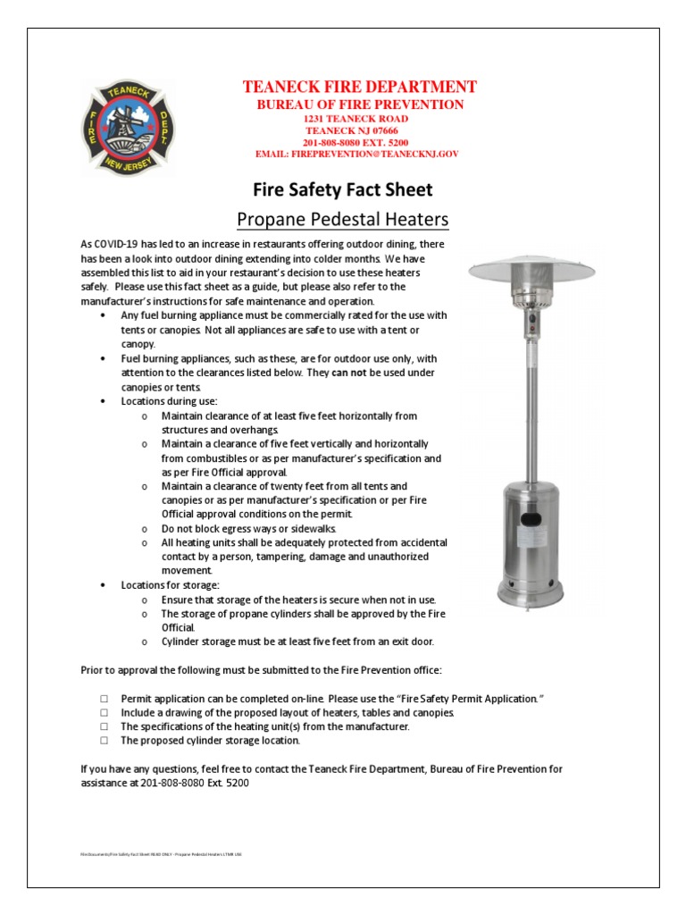 Fire Safety Fact Sheet Propane Pedestal Heaters PDF Fire Safety