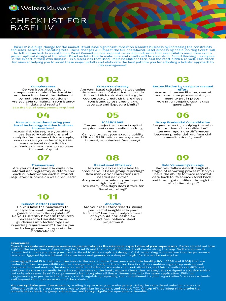 Basel IV Implementation Checklist | PDF | Basel Iii | Economies