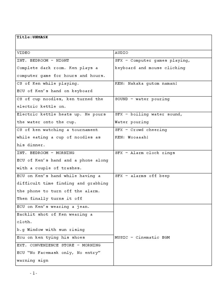 Sample of Two Column Script | PDF