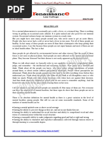 Health Law Renaissance Law College Notes