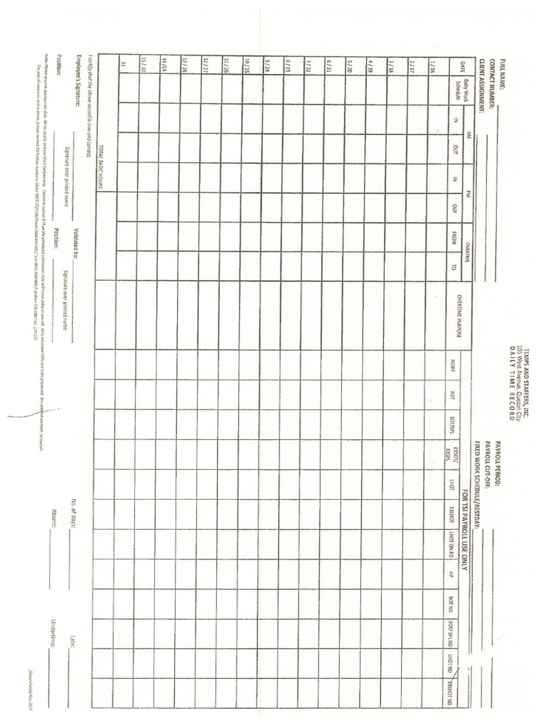 TSI Timesheet PDF