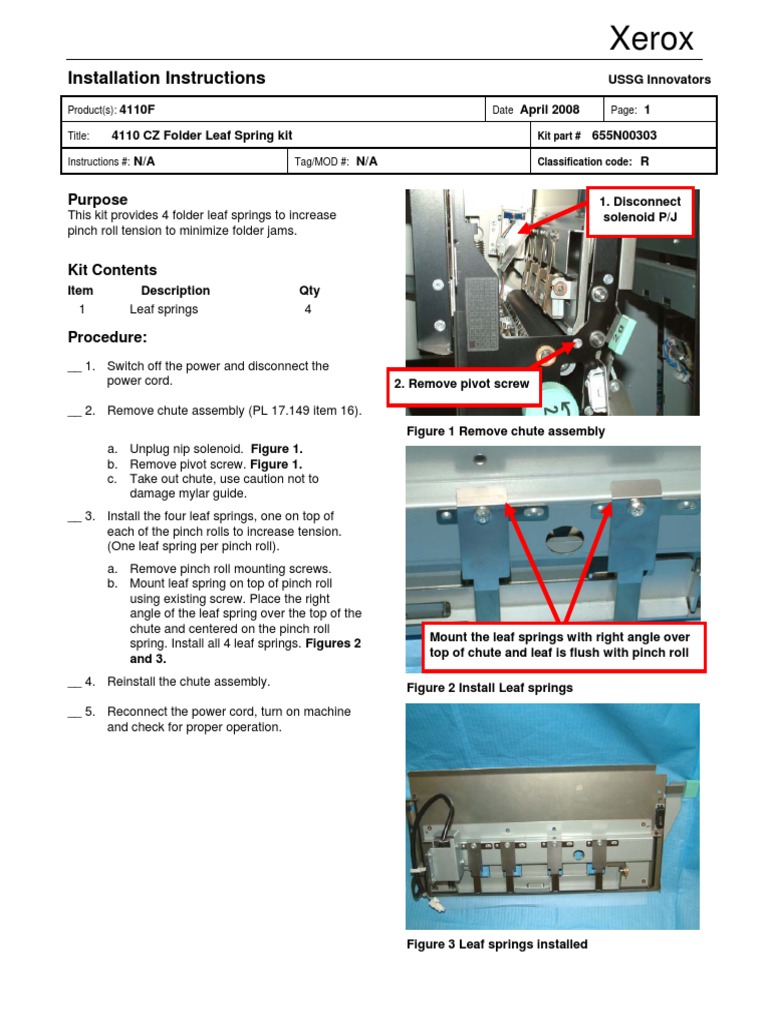 655N00303 4110F CZ Folder Leaf Spring Instructions | PDF
