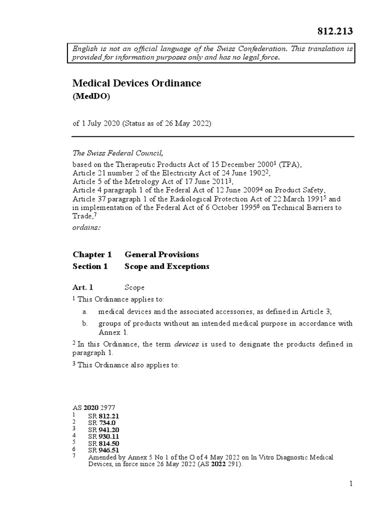 Fedlex Data Admin CH Eli CC 2020 552 20220526 en PDF A | PDF | Medical ...