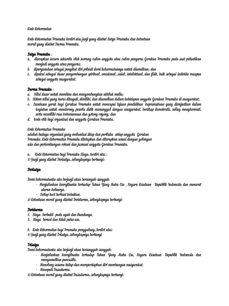 Kode Kehormatan Gerakan Pramuka | PDF