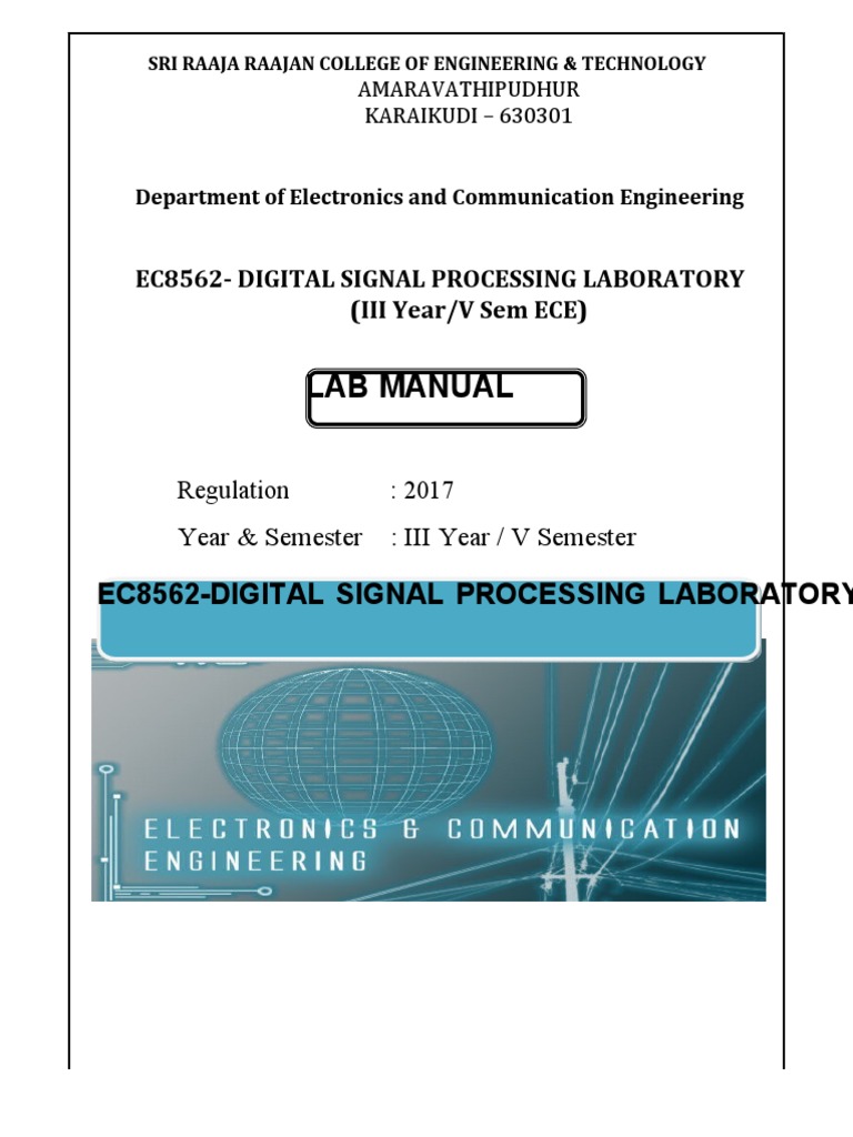 Ec8562 Digital Signal Processing Laboratory 1953309632 Ec8562 Digital Signal Processing Lab PDF
