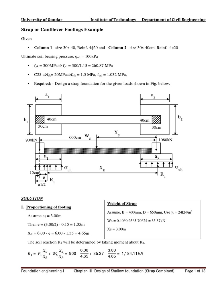 3.strap or Cantilever Footings Example PDF Mechanical Engineering