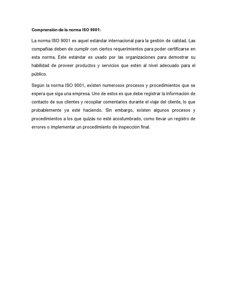 Guía sobre la norma ISO 9001 | PDF