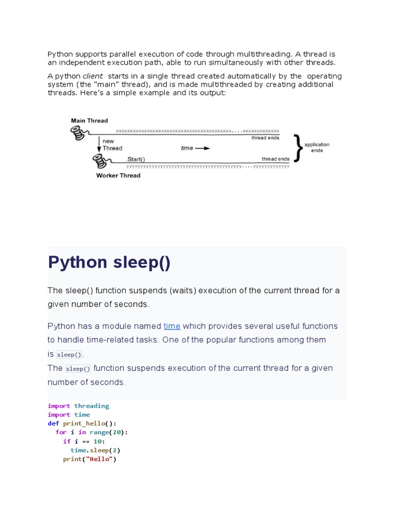 Python Supports Parallel Execution of Code Through Multithreading | PDF