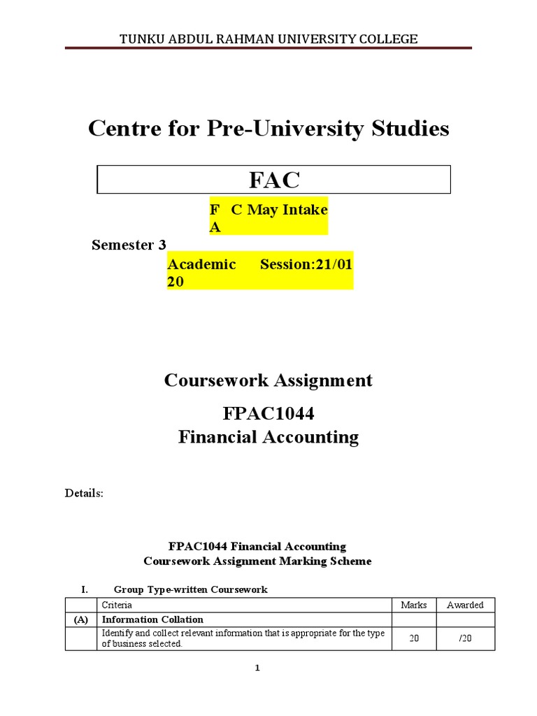 Financial Accounting Assignment Foundation PDF