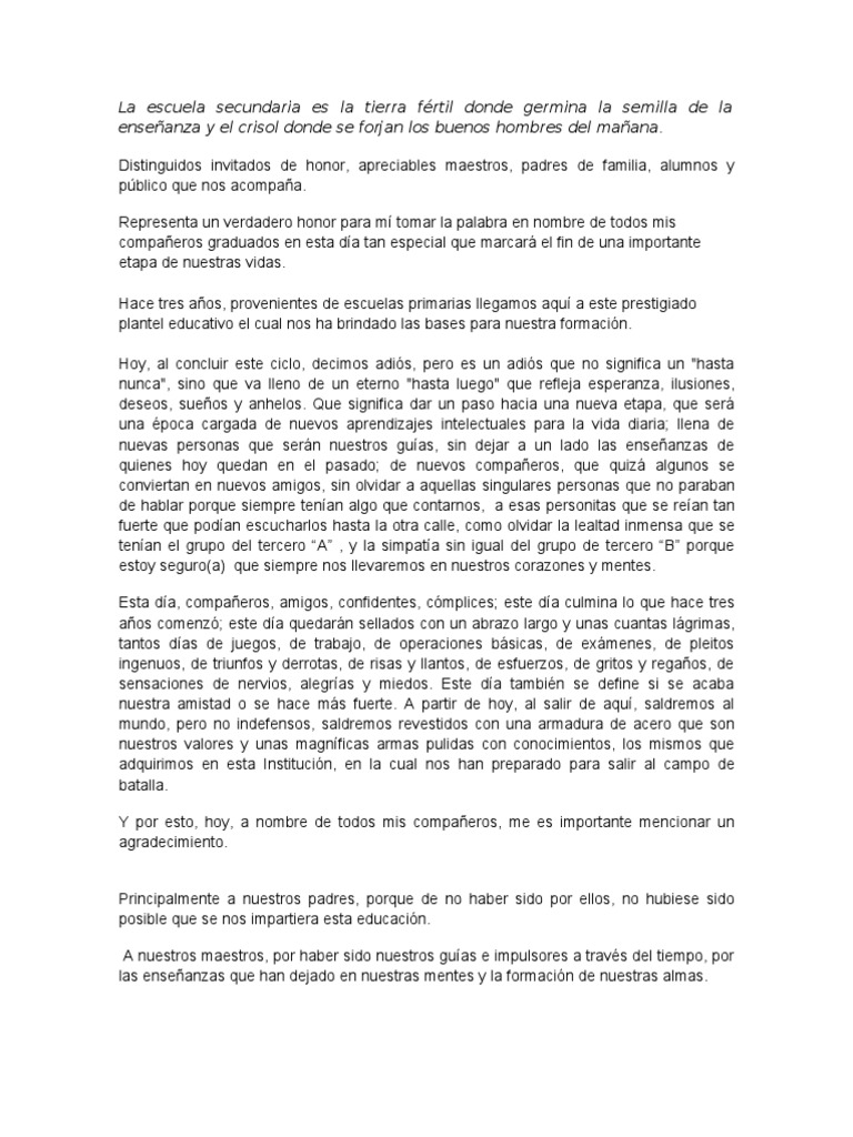 2 Palabras de Despedida Tercero
