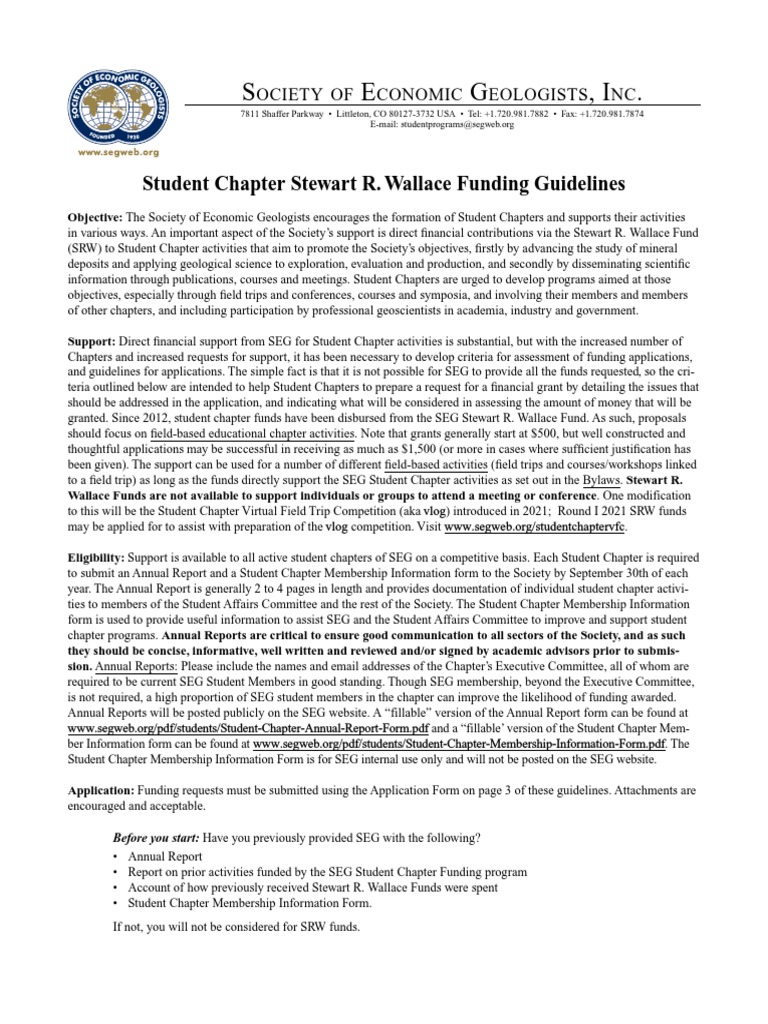 Stewart R. Wallace Fund Guidelines | PDF | Minerals | Rock (Geology)