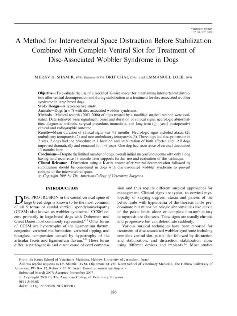 Ventral Slot Surgery Dog