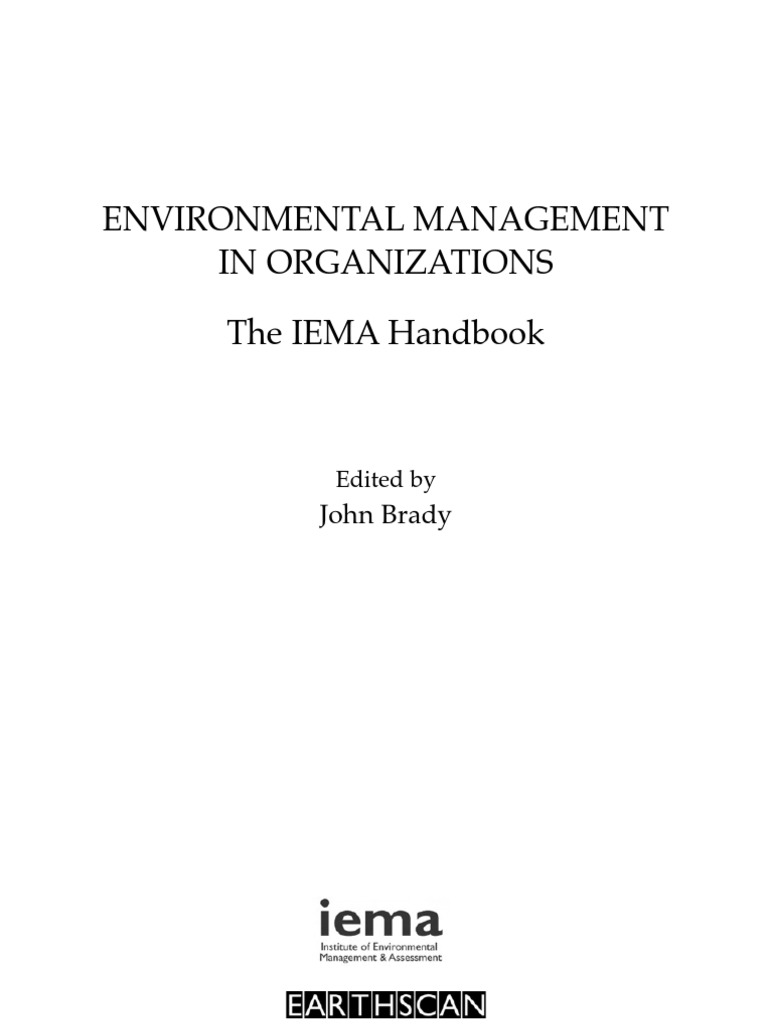 Brady J. Environmental Management in Organizations. the IEMA Handbook