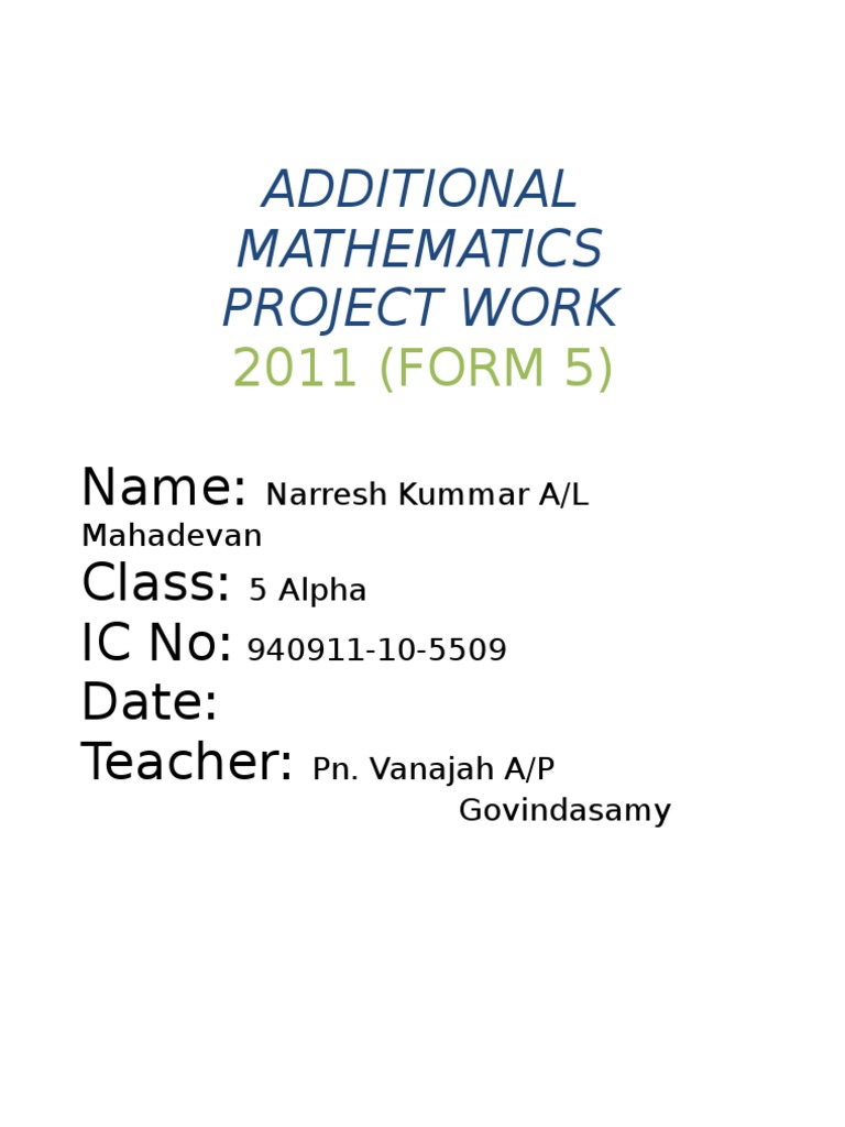 2011 Form 5 Additional Math Project | PDF | Teaching Mathematics | Science