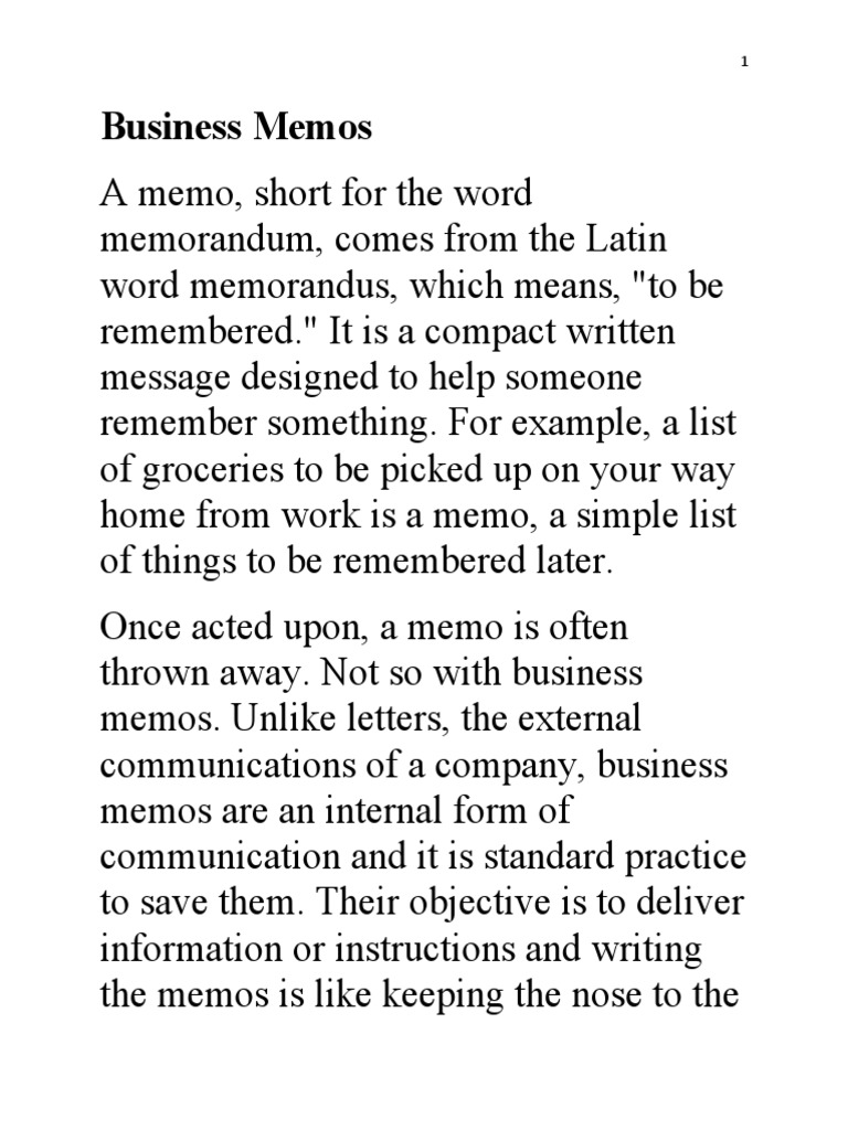 Handout of Memo Writing (2) 1 PDF