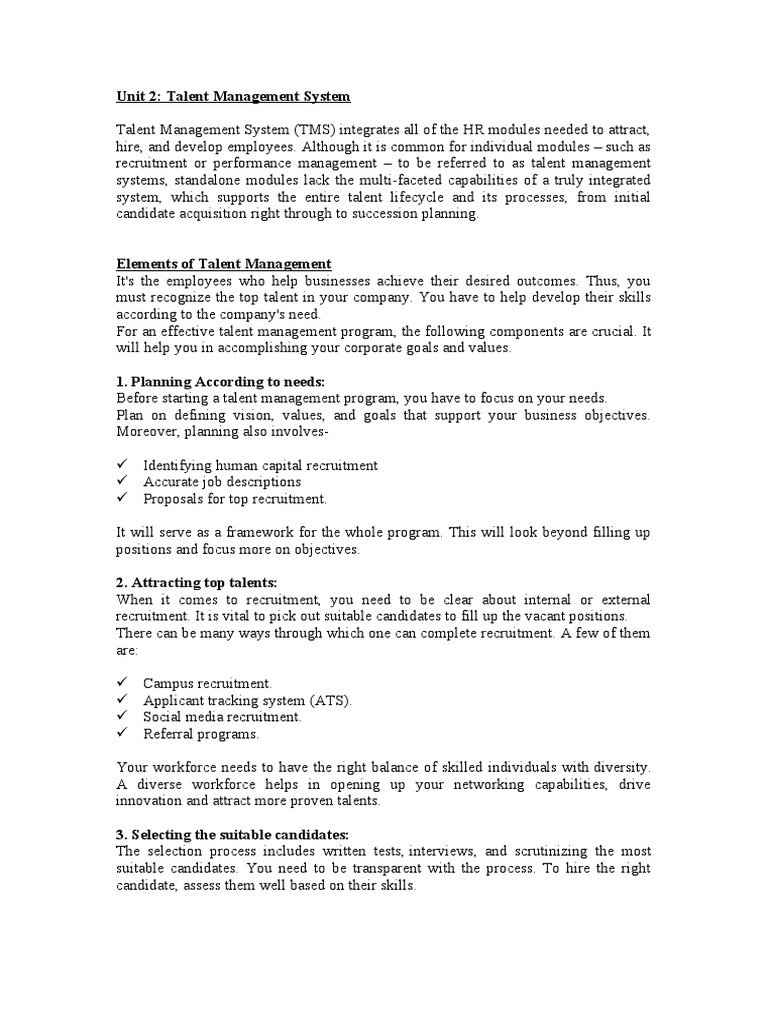 Talent Management System Overview | PDF | Recruitment | Talent Management