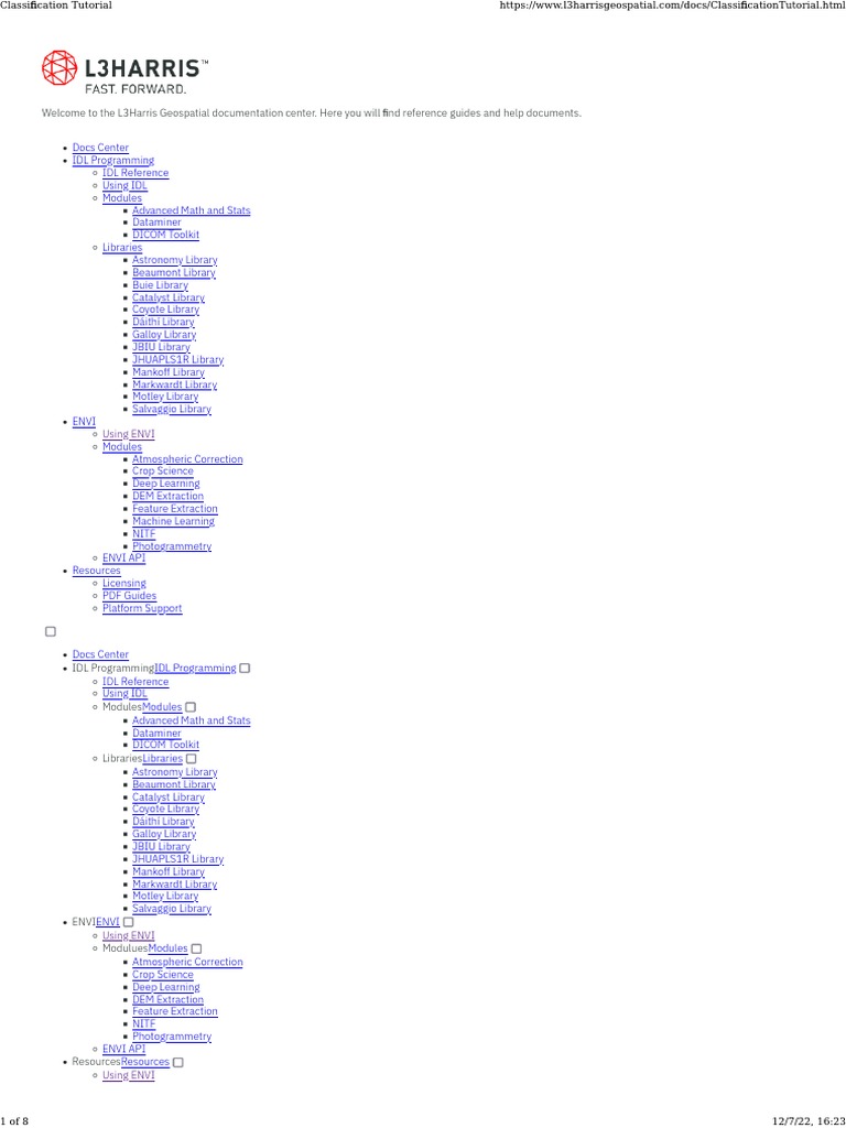 Classification tutorial from envi pdf