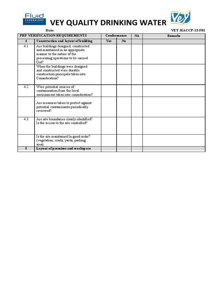 FSSC 22000 Version 6 Audit Checklist | PDF | Hygiene | Drinking Water