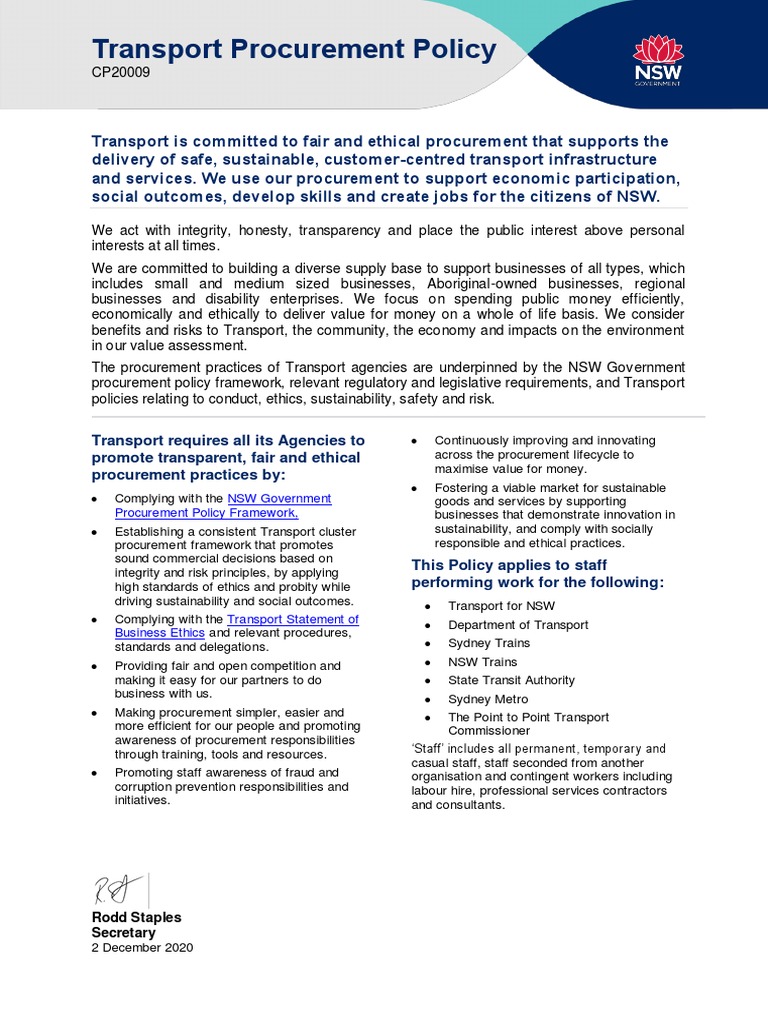Ethical Transport Procurement Policy | PDF | Procurement | Policy