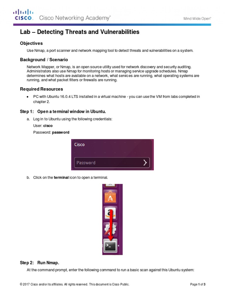 3.3.1.9 Lab - Detecting Threats and Vulnerabilities | PDF | Port ...