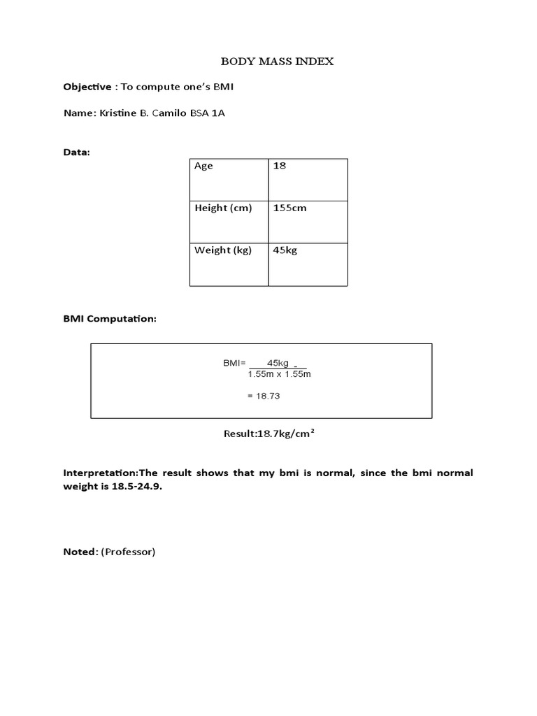 BMI Calculation and Interpretation | PDF